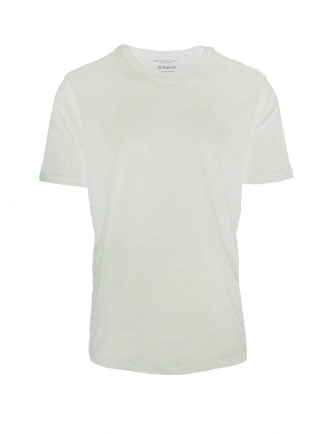 Selected Homme bright white simple t-shirt 16057141 BRIGHT WHITE mens t shirts online shopping