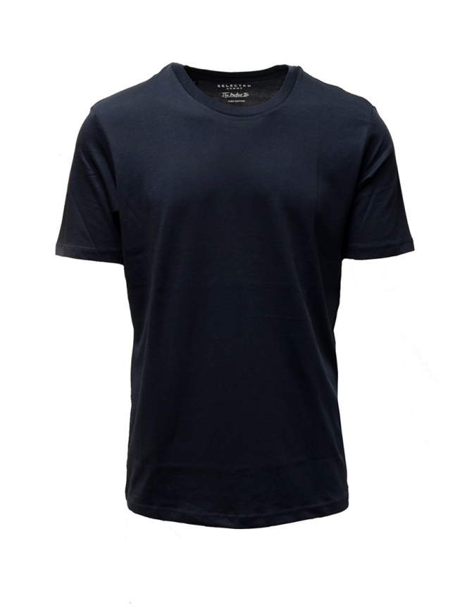 T-shirt Selected Homme blu scuro zaffiro liscia 16057141 DARK SAPPHIRE