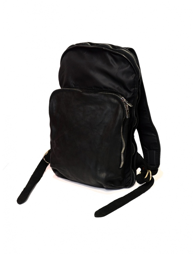 Guidi SP05 black expandable backpack in horse leather and nylon SP05 SOFT HORSE FG+NYLON BLKT bags online shopping