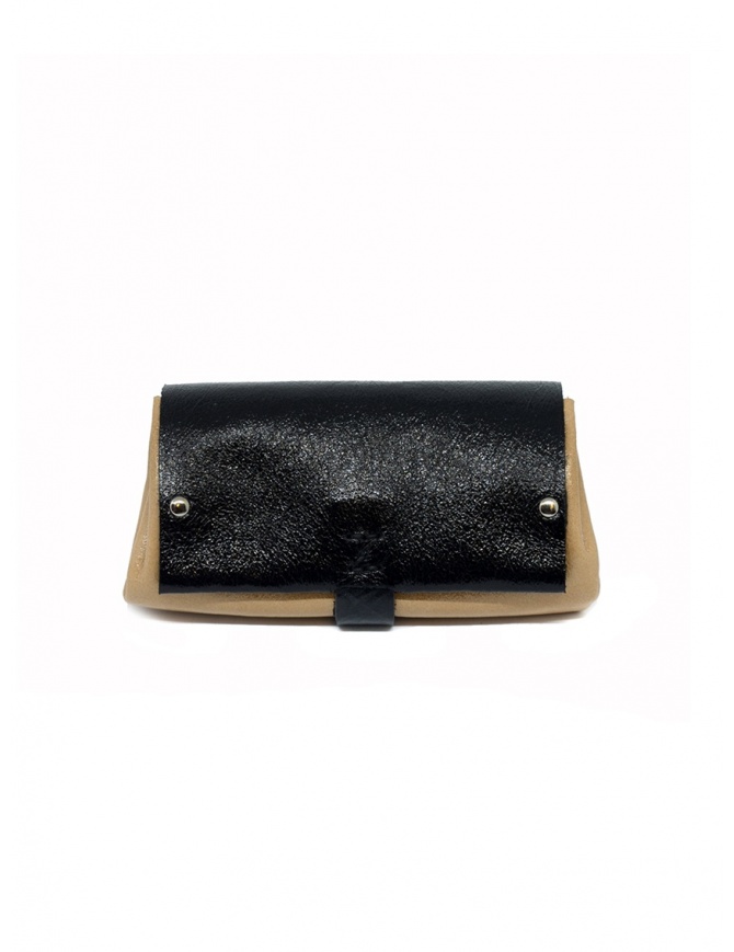 Delle Cose black and beige calf leather wallet 82 BABYCALF VARN.BLK wallets online shopping