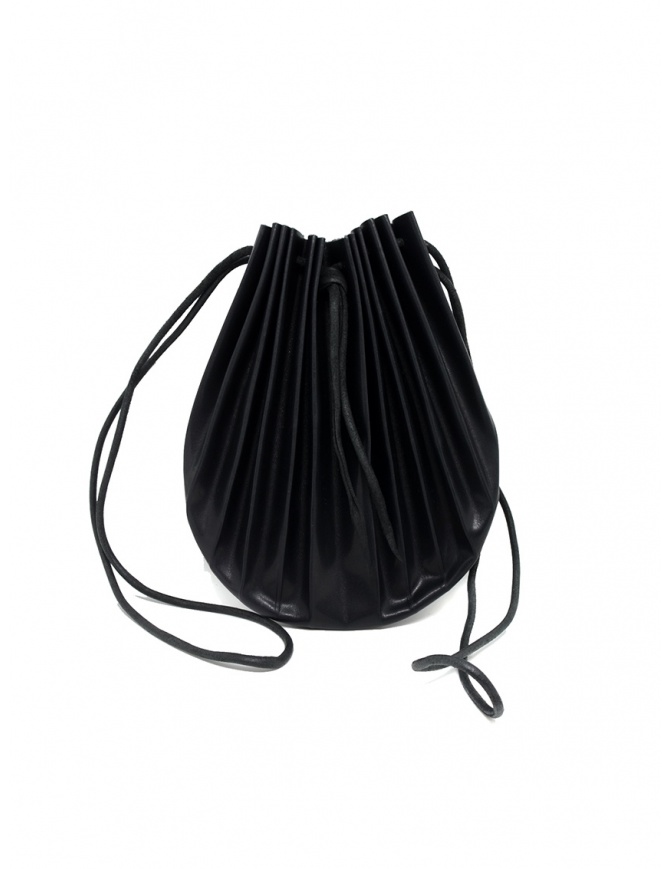 Borsetta B703 M.A+ a conchiglia in pelle nera con lacci B703VIP 0.7 BLACK borse online shopping