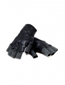 Gloves online: Carol Christian Poell black fingerless gloves in leather and cotton