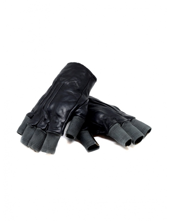 Carol Christian Poell black fingerless gloves in leather and cotton AM//2457 ROOMS-PTC/010 gloves online shopping