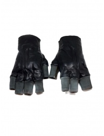 Carol Christian Poell black fingerless gloves in leather and cotton price