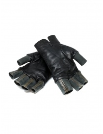 Carol Christian Poell black fingerless gloves in leather and cotton gloves buy online