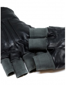 Carol Christian Poell black fingerless gloves in leather and cotton buy online