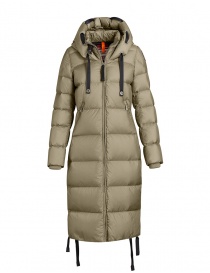 Womens coats online: Parajumpers Panda long down coat light green