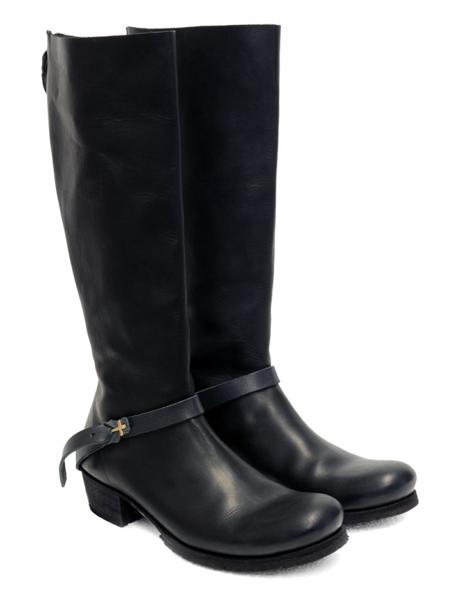 M.A+ stivali alti in pelle nera con fibbia e cerniera SW6C46Z-R VA 1.5 BLACK calzature donna online shopping