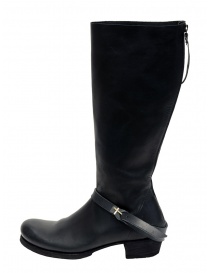 M.A+ high boots in black leather with buckle and zipper