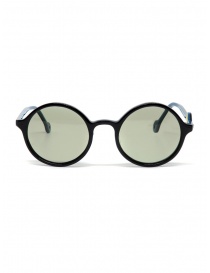 Glasses online: Kapital sunglasses with green lenses and smile detail