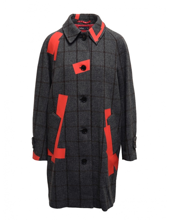 Cappotto Kolor grigio a quadri toppe rosse 19WCL-C05103 GRAY CHECK cappotti donna online shopping