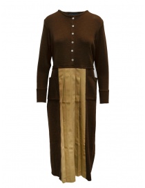 Hiromi Tsuyoshi brown and beige pleated dress RW19-003 BROWN