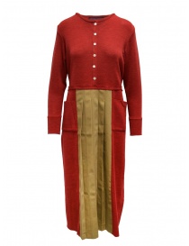 Hiromi Tsuyoshi red and beige pleated dress on discount sales online