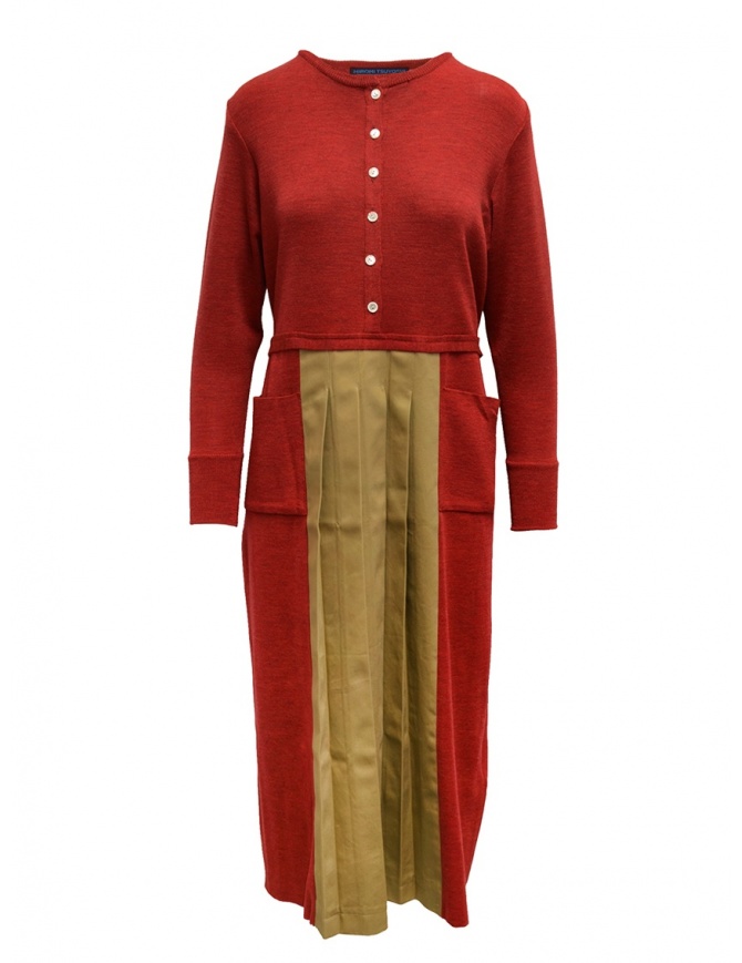 Hiromi Tsuyoshi red and beige pleated dress RW19-003 RED womens dresses online shopping