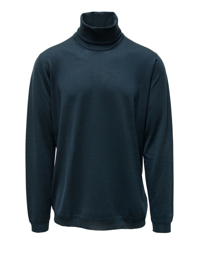 Goes Botanical petroleum blue Merino wool turtleneck 104 4355 PETROLIO men s knitwear online shopping