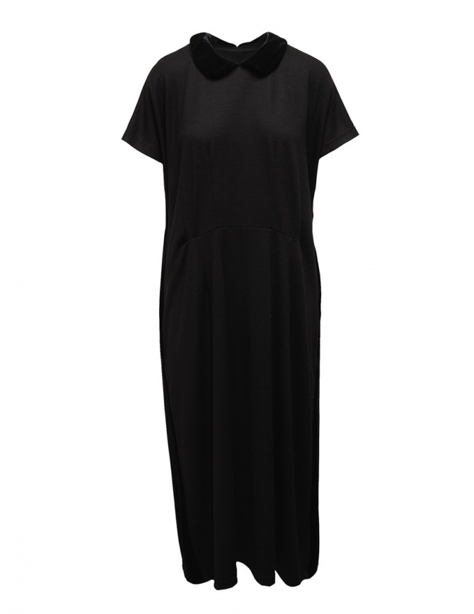 Miyao wool dress with velvet collar black MR-T-04 BLACKxBLACK womens dresses online shopping