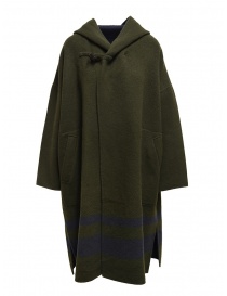 Womens coats online: Plantation green-blue reversible poncho coat