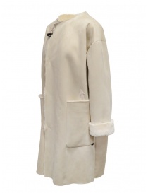 Plantation cappotto reversibile suede-pelliccia bianco