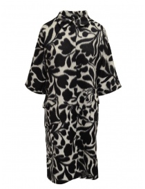Sara Lanzi white coat with black flowers 02CWV191 FLOWERED