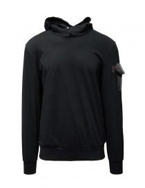 D.D.P. black hooded sweatshirt with shoulder pocket UFJ001 FELPA UNISEX COTONE