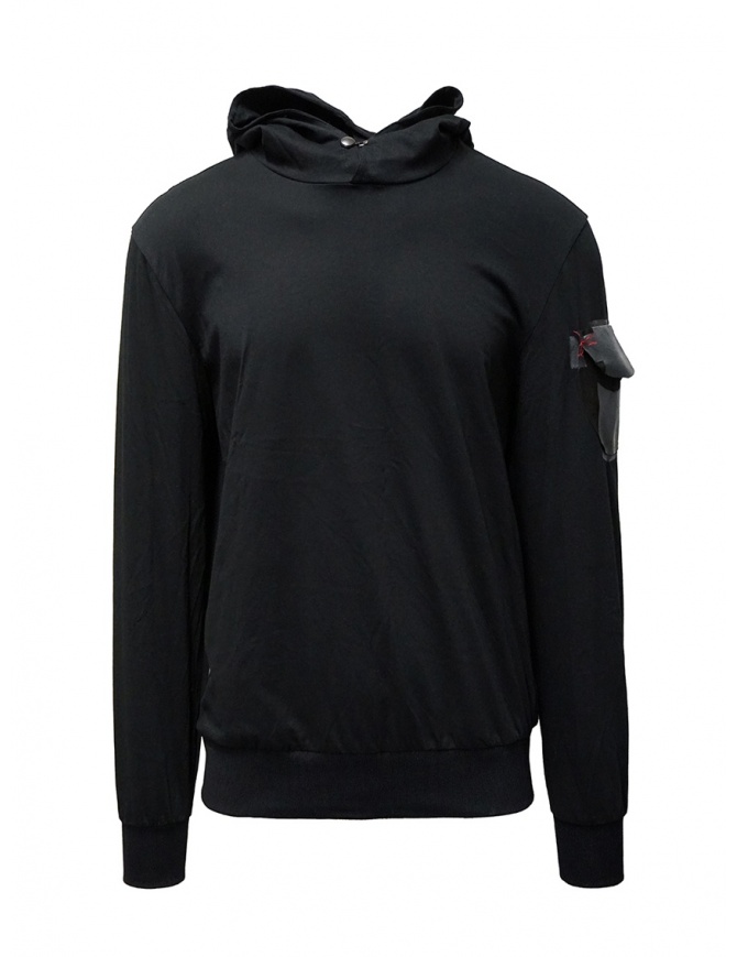 D.D.P. black hooded sweatshirt with shoulder pocket UFJ001 FELPA UNISEX COTONE men s knitwear online shopping
