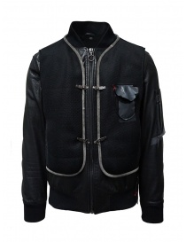 Giubbini uomo online: D.D.P. bomber in pelle con gilet a rete nero