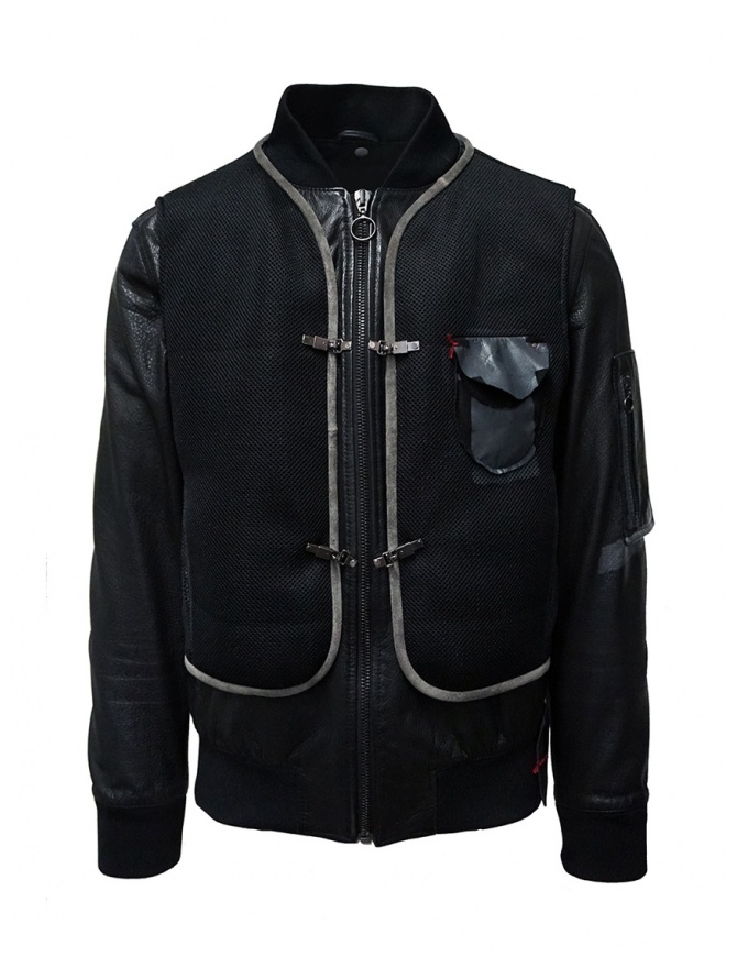 D.D.P. bomber in pelle con gilet a rete nero MBJ001 BOMBER PELLE UOMO giubbini uomo online shopping