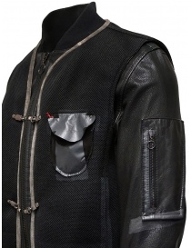 D.D.P. bomber in pelle con gilet a rete nero acquista online prezzo