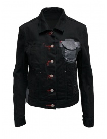 D.D.P. black denim jacket with red buttonholesse for woman WJJ001 GIUBBINO COTONE DONNA