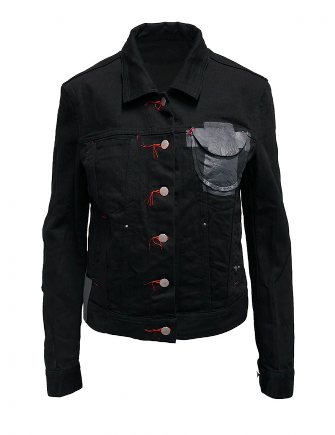 D.D.P. black denim jacket with red buttonholesse for woman WJJ001 GIUBBINO COTONE DONNA womens jackets online shopping