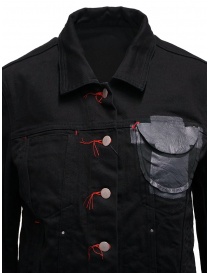 D.D.P. black denim jacket with red buttonholesse for woman womens jackets buy online