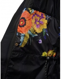 Cappotto Kapital nero con dettaglio fodera a fiori cappotti donna prezzo