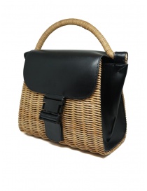 Zucca borsa in vimini ed ecopelle nera