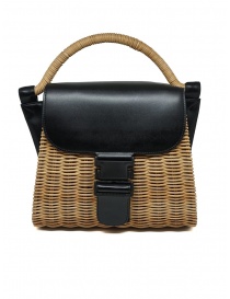 Zucca borsa in vimini ed ecopelle nera online