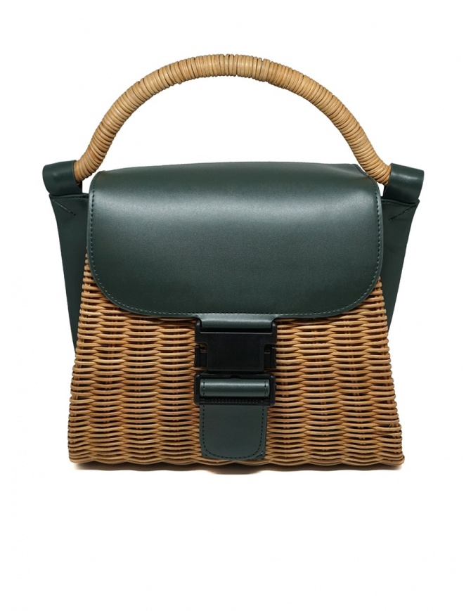 Zucca wicker and green eco-leather bag ZU07AG125-10 GREEN bags online shopping