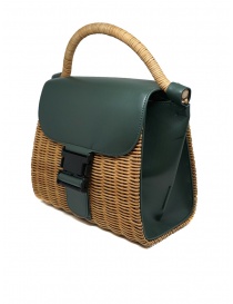 Zucca wicker and green eco-leather bag buy online