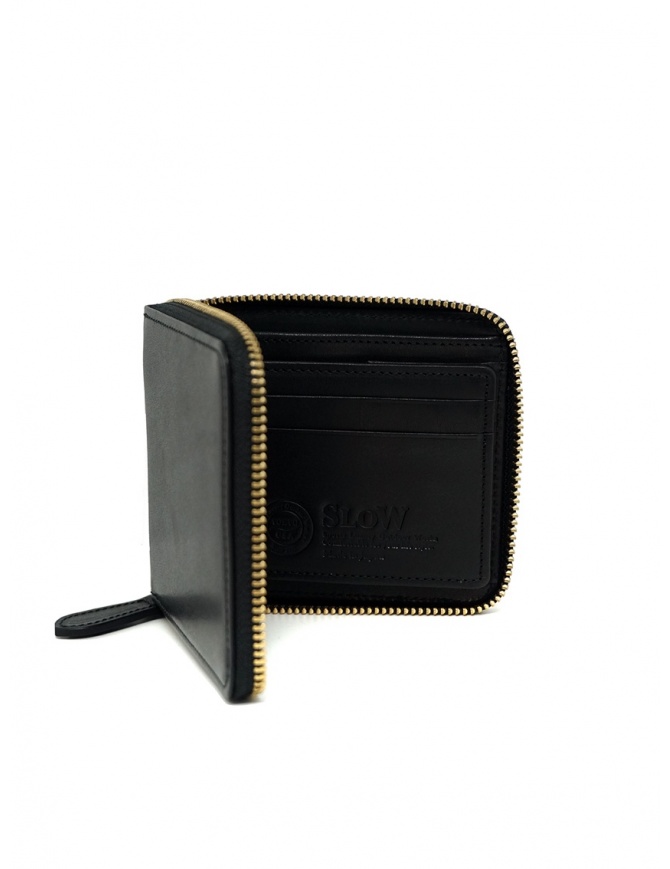 Slow Herbie small square wallet in black leather SO660G HERBIE SHORT BLACK wallets online shopping