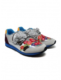 Womens shoes online: Kapital embroidered silver sneakers