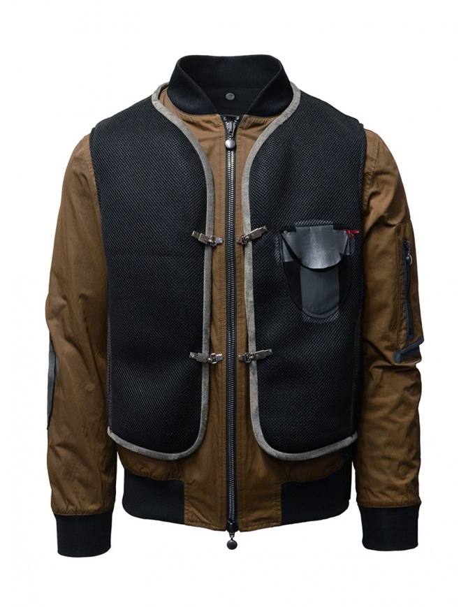 D.D.P. bomber color tabacco con gilet a rete nero MBJ001 BOMBER COT/NYL UOMO giubbini uomo online shopping