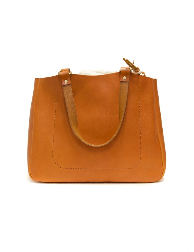 Slow Bono bag in orange leather with linen bag 4920003 BONO CAMEL bags online shopping