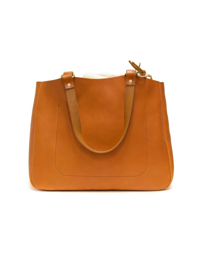 Slow borsa Bono in pelle arancione con sacca in lino 4920003 BONO CAMEL borse online shopping