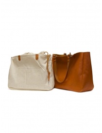 Slow Bono bag in orange leather with linen bag buy online