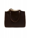 Slow Bono tote bag in brown leather and linen