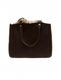 Slow Bono tote bag in brown leather and linen 4920003 BONO CHOCO