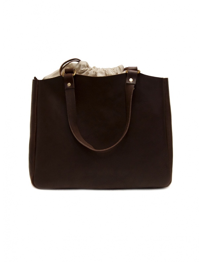 Slow Bono tote bag in brown leather and linen 4920003 BONO CHOCO
