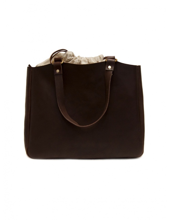 Slow Bono tote bag in brown leather and linen 4920003 BONO CHOCO bags online shopping