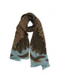 Kapital light blue scarf with brown eagle buy online