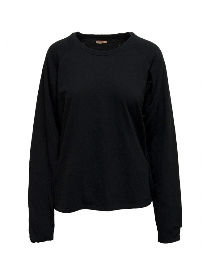 Kapital black sweatshirt with smiley elbows EK-590 BLACK men s knitwear online shopping