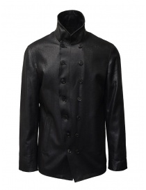 John Varvatos shiny black double-breasted jacket online