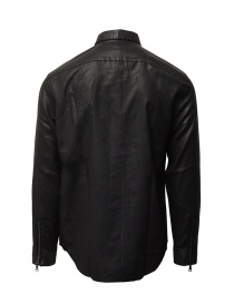 John Varvatos black rubberized shirt with zip and buttons